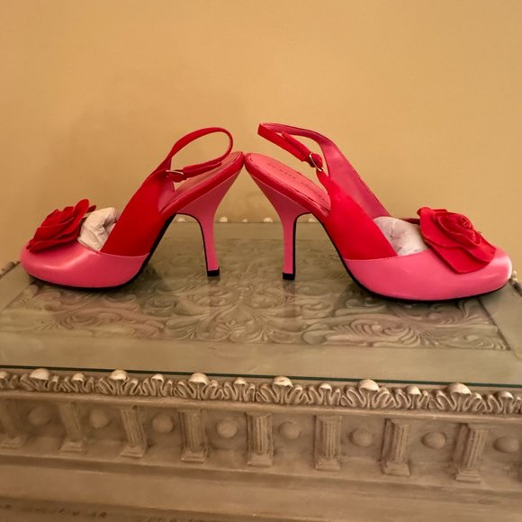 8M Pink Smooth Leather and Red Suede 4" Heels - NWOT - Picture 2 of 8